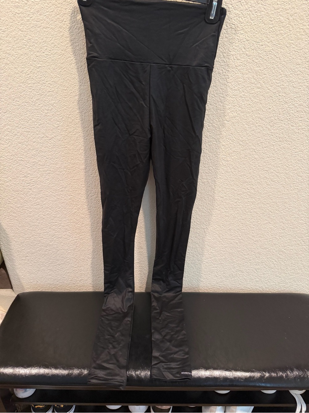Members Only Black Shiny Nylon-Blend Leggings